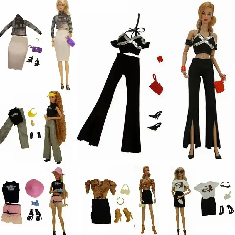 

Fashion 1/6 BJD Doll Clothes For Barbie Outfits Set Coat Shirt Top Pants Skirt Shoes Bag Glasses 11.5" Dolls Accessories DIY Toy