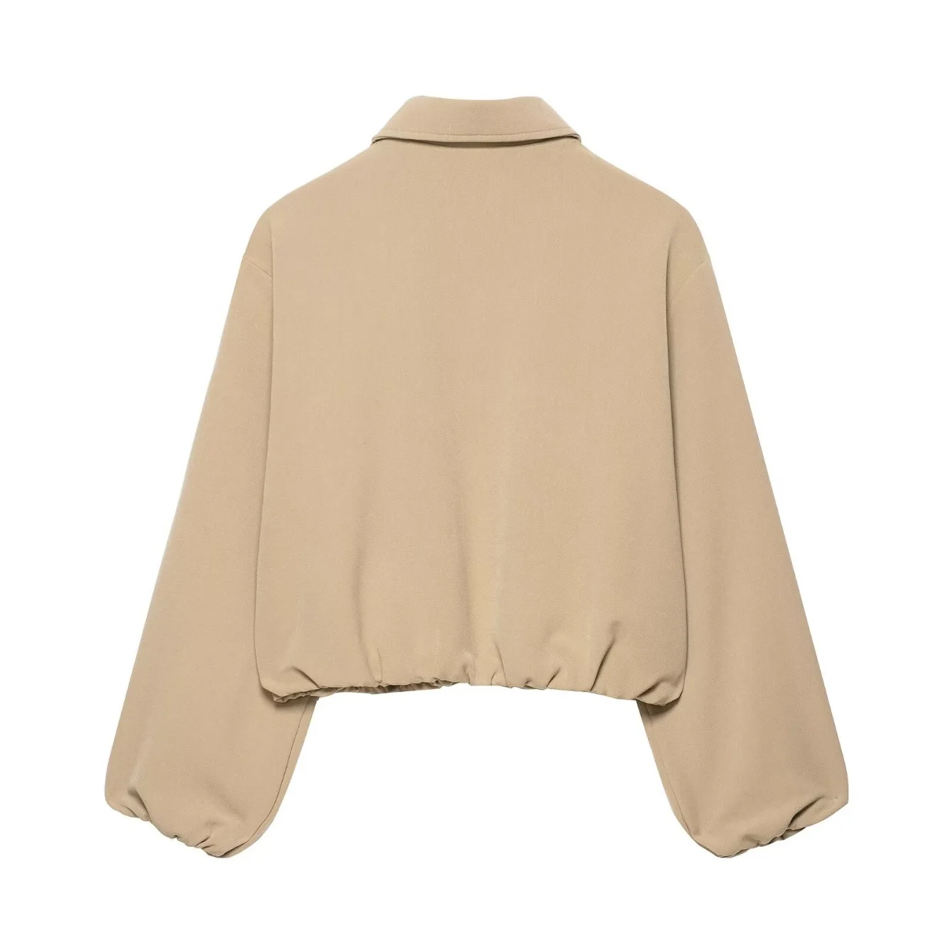 Women Short Jacket Coat Autumn And Winter Solid Color Long Sleeve Zipper Puffy Loose Jacket Fashion Versatile Jackets Streetwear