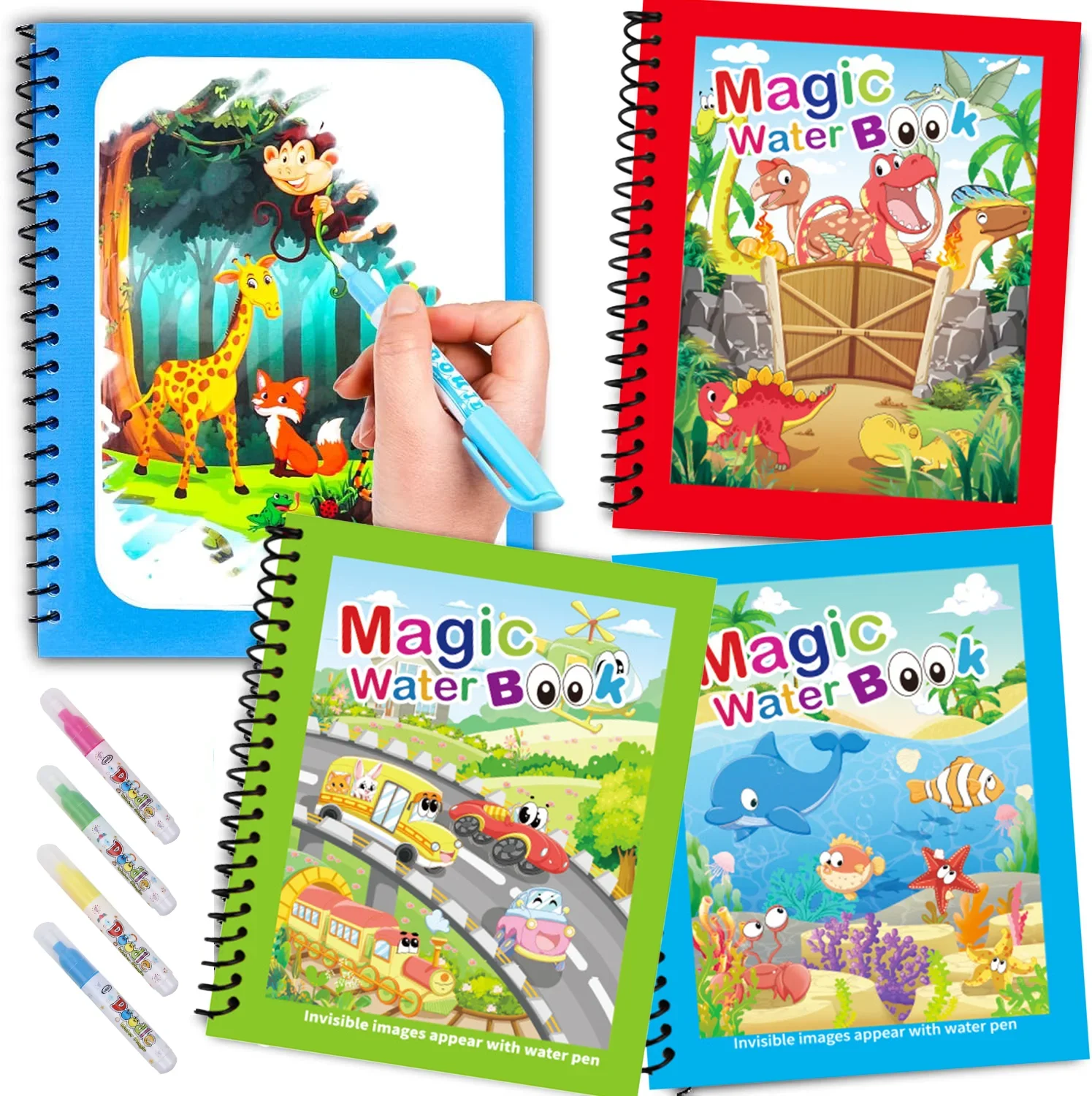 1 x magische Malbücher mit nachfüllbarem Wasserstift, wiederverwendbare Wasser-Zeichenbücher für Kinder, Geburtstag, Weihnachten, Neujahr, Geschenke