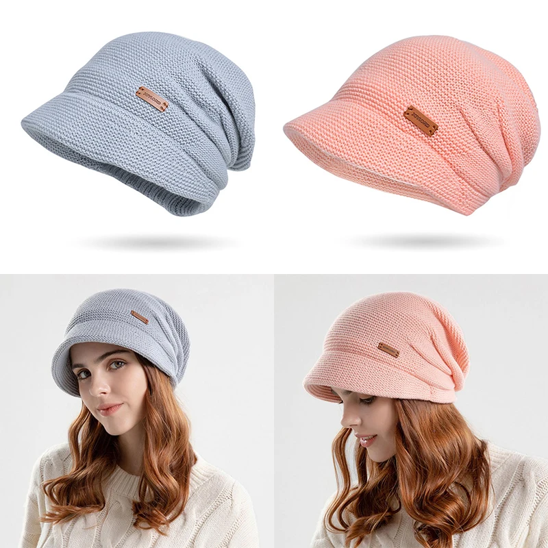 

Winter Velvet Pile Hat For Women Outdoor Warm Wide Brim Pullover Hat Girls Face-friendly Beret Fashionable Ear Protection Cap