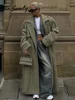 Urban Solid Double Breasted Long Women Coat Casual Full Sleeve Belt Double Breasted Female Jacket 2024 Autumn Winter Lose Lady 1