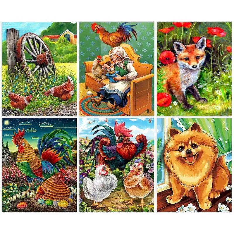 CHENISTORY Acrylic Paint Painting By Numbers Colorful Animals Coloring By Numbers For Beginners Diy Wall Art Home Decoration