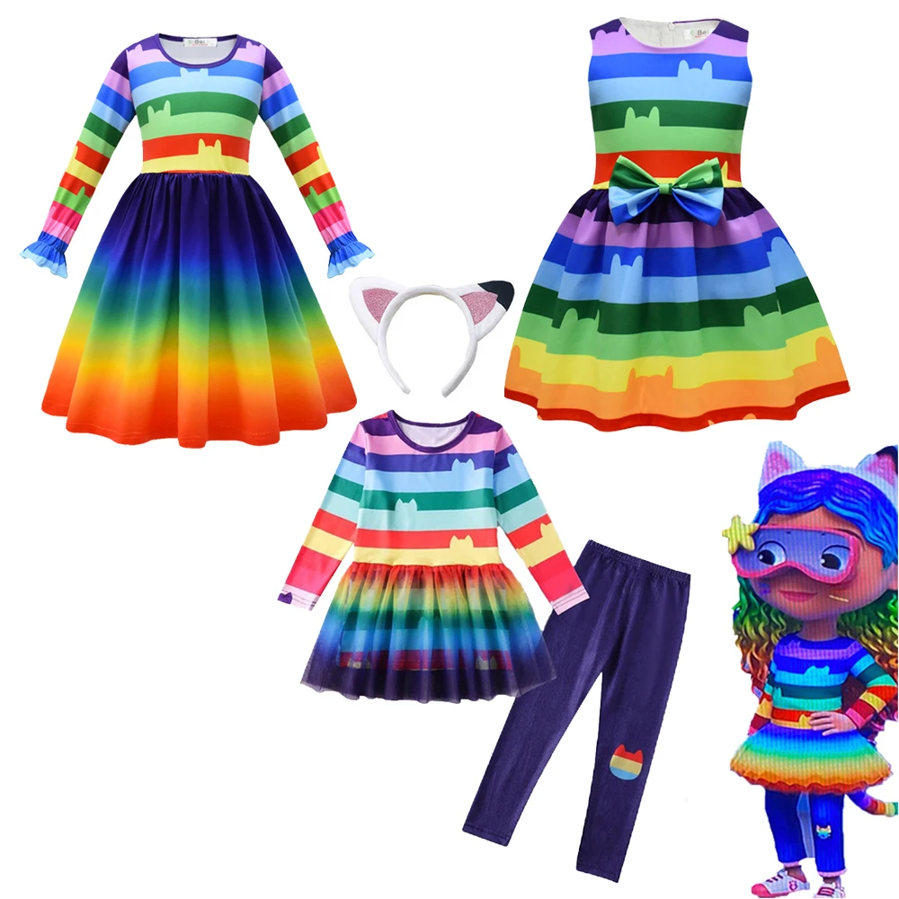 Gabbys Costume Gabbys Dollhouse Clothing Mercat Dress Animals Smiling Cat Car Cat Hug Gaby Girl Dresses Kids Birthday Gifts
