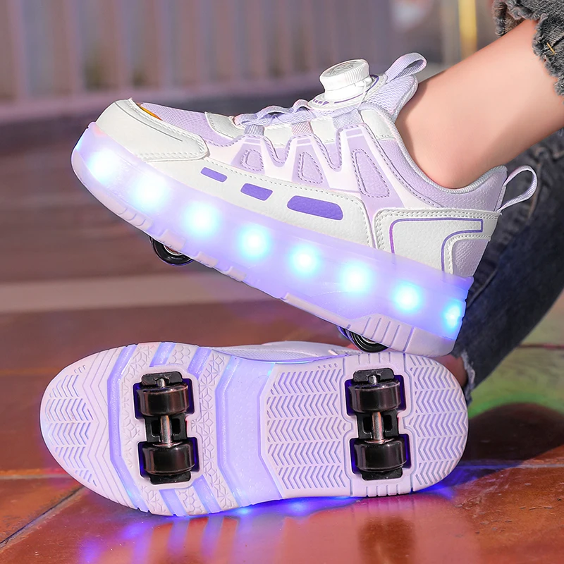 Roller Skate Shoes Scarpe Led Children Four Wheels Luminous