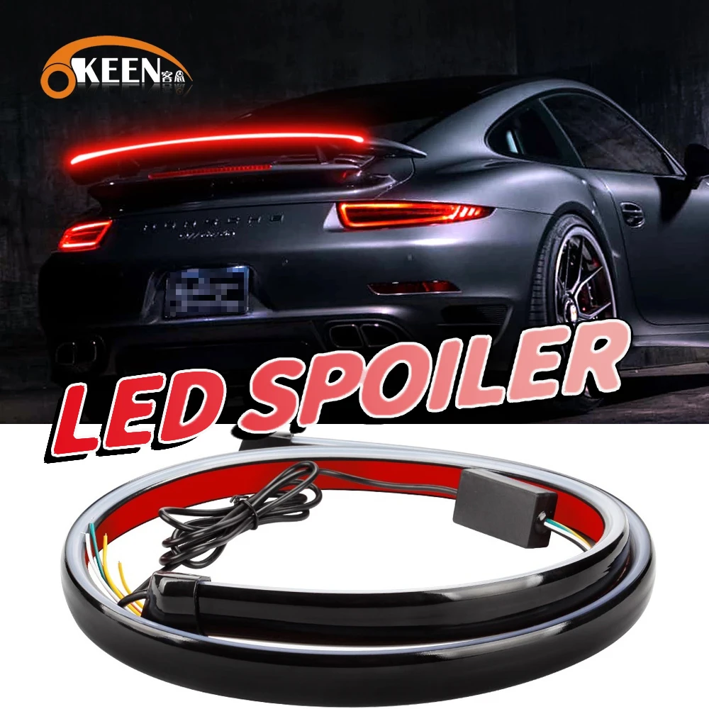 Car Spoiler Tail Lights Universal Carbon Fiber Led Taillights Auto