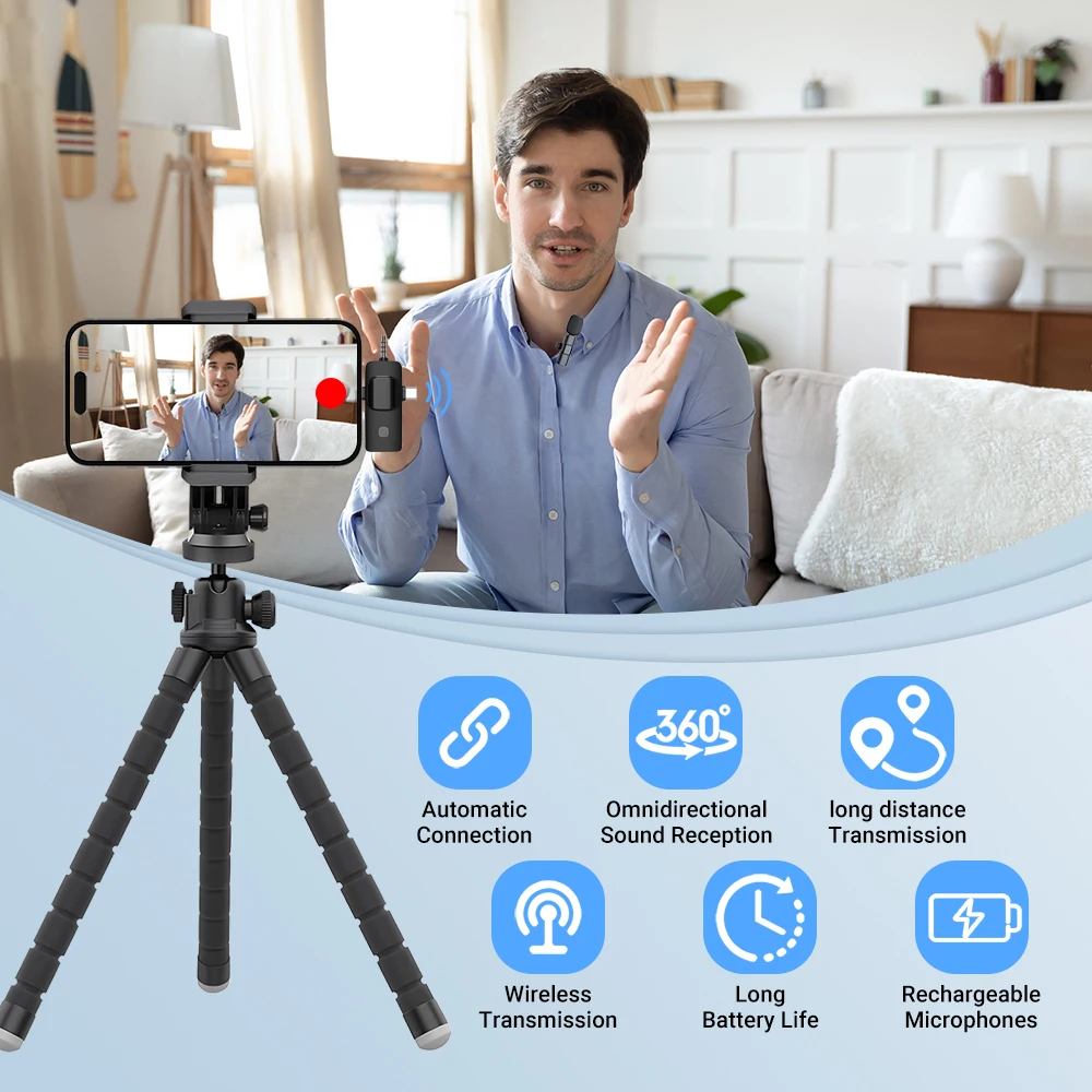 2.4G Wireless Lavalier Microphone 3in1 For iPhone Huawei Xiaomi Samsung Audio Video Recording Gaming wireless microphone
