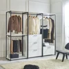 "Fiona Wood Metal Walk-in Closet 3 Drawers Organizer" 4