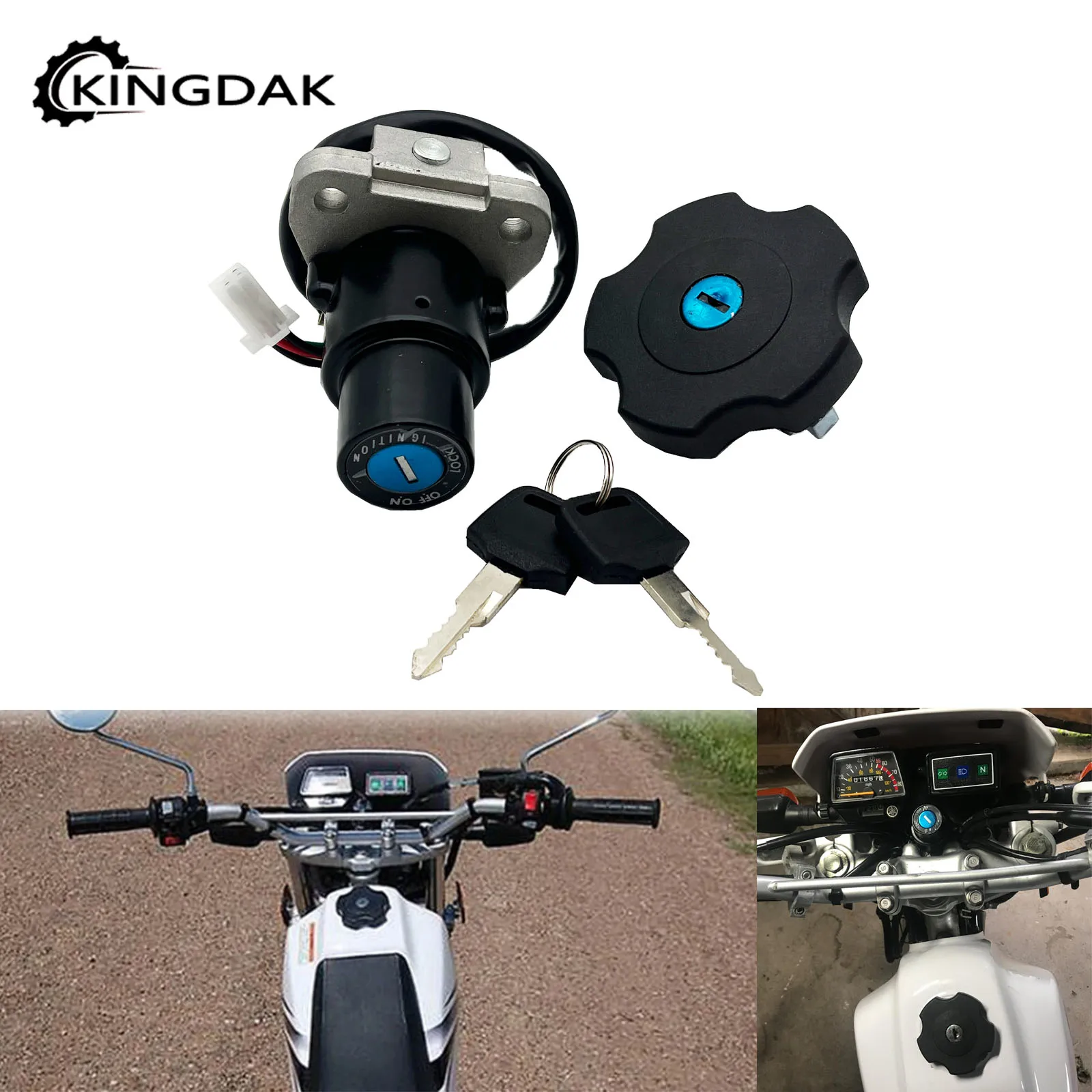 MotorcycleIgnitionSwitchFuelGasTankCapLockKeysSetBlackFor