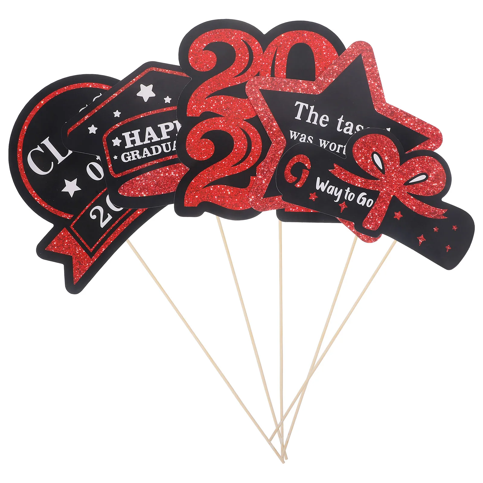 

5 Packs Graduation Card Reds Flowerpot Insert Cards Decorate Le Cercle Rouge Vase Inserting Inserts Paper Cake Toppers