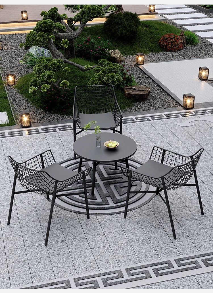 Retro Black Garden Furniture Sets Lounge Nordic Moving Patio Garden Furniture Sets Outside Metal Meble Ogrodowe Yard Decorations