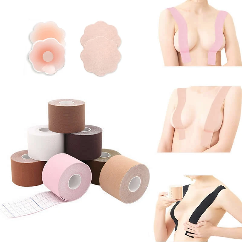 

5/7.5/10cm*5m Cotton Boob Tape Women Sport Nipple Cover Free-cut Breast Push Up Adhesive Tape Lift Up Body Invisible Sticky Bra