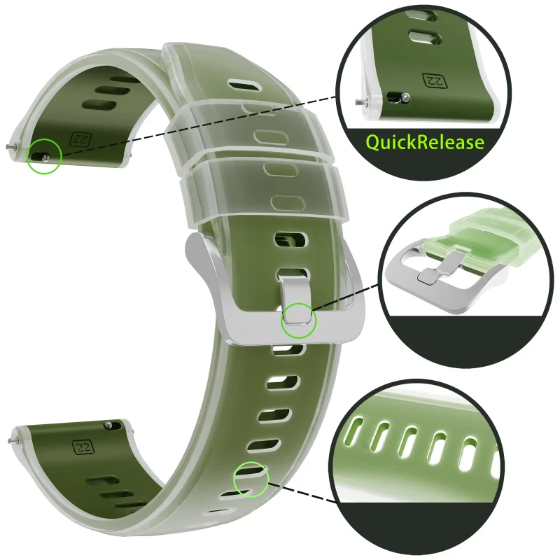 Translucent Silicone Watch Band - 22mm Strap