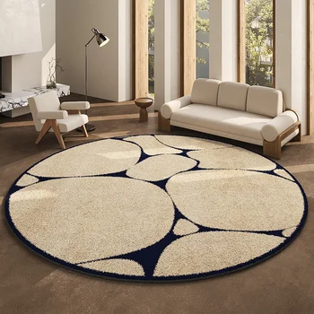 French Style Carpets for Living Room Thicken Washable Floor Mat Large Area Cloakroom Round Carpet Retro Bedroom Decor Plush Rug