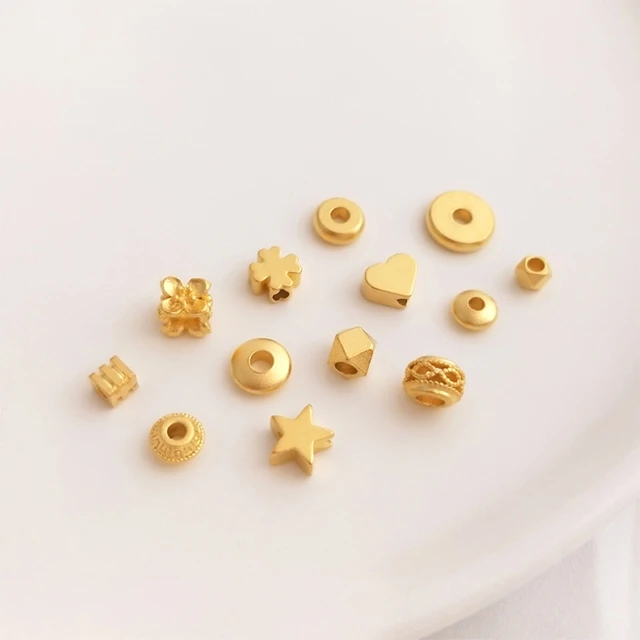 24K Gold Plated Brass Flower Heart Star Rondelle Gold Bead Spacers for  Jewelry Making 18k 4mm - AliExpress