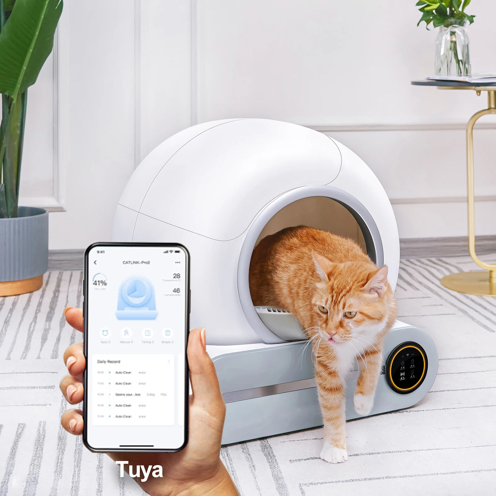 Litière Automatique Pour Chat Self Books, Robot Intelligent Activé Par Wi-Fi, Télécommande D'Application, Élimination Des Odeurs, Grand Espace, 65L, 2
