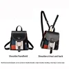 PU Leather Plaid Backpack Splicing Backpack for Women Multi-Function Knapsack Teenager School Bag Leisure Lock Backpack 2