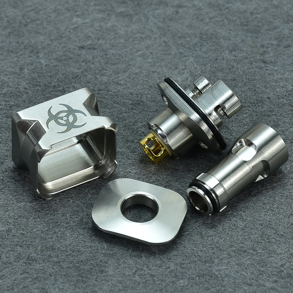 Protocol Atom B-HZRD Biohazard Edition Style Bridge RBA ss 316 for sxk Boro / Billet / BB Mod 316ss Alloy 3.5 / 4.0mm Air Pin