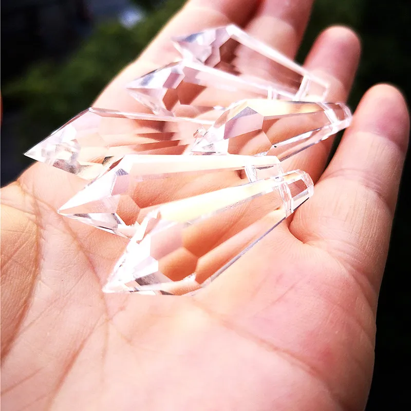 Chandelier Crystal Drops 10pcs Clear Crystal Icicle U-drops Chandelier Prisms Glass Lighting Parts 38mm Curtain Accessories
