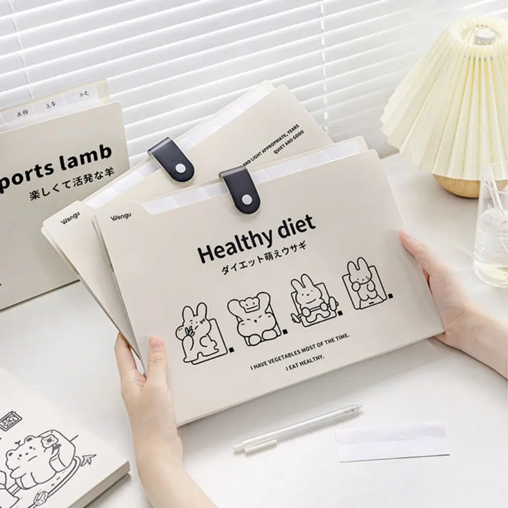 Thickened A4 File Folder Creative 8 Pockets Waterproof Document Bag PP Large Capacity Classification Folder School Office