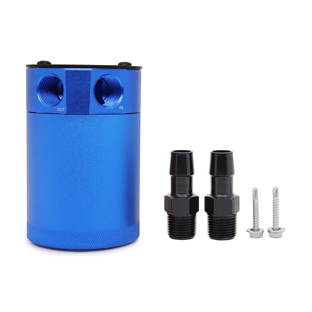 Universeller 300-ml-Ölauffangbehälter, kompakter, verballener 2-Port-Aluminiumbehälter, Ölauffangbehälter, Kraftstofftank, atmungsaktiver Wasserkocher mit zwei Löchern – Detail 7