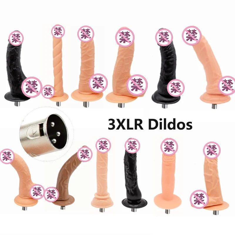 Sex Toy Lifelike Dildo Attachment for Sex Machine with 3 XLR Connector for Women Masturbation