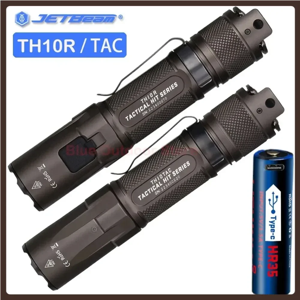 JETBEAM TH10R/TACT Flashlight 2000 Lumens USB Rechargeable XHP35 HD LED USB Rechargeable EDC High Power Tactical Flashlight
