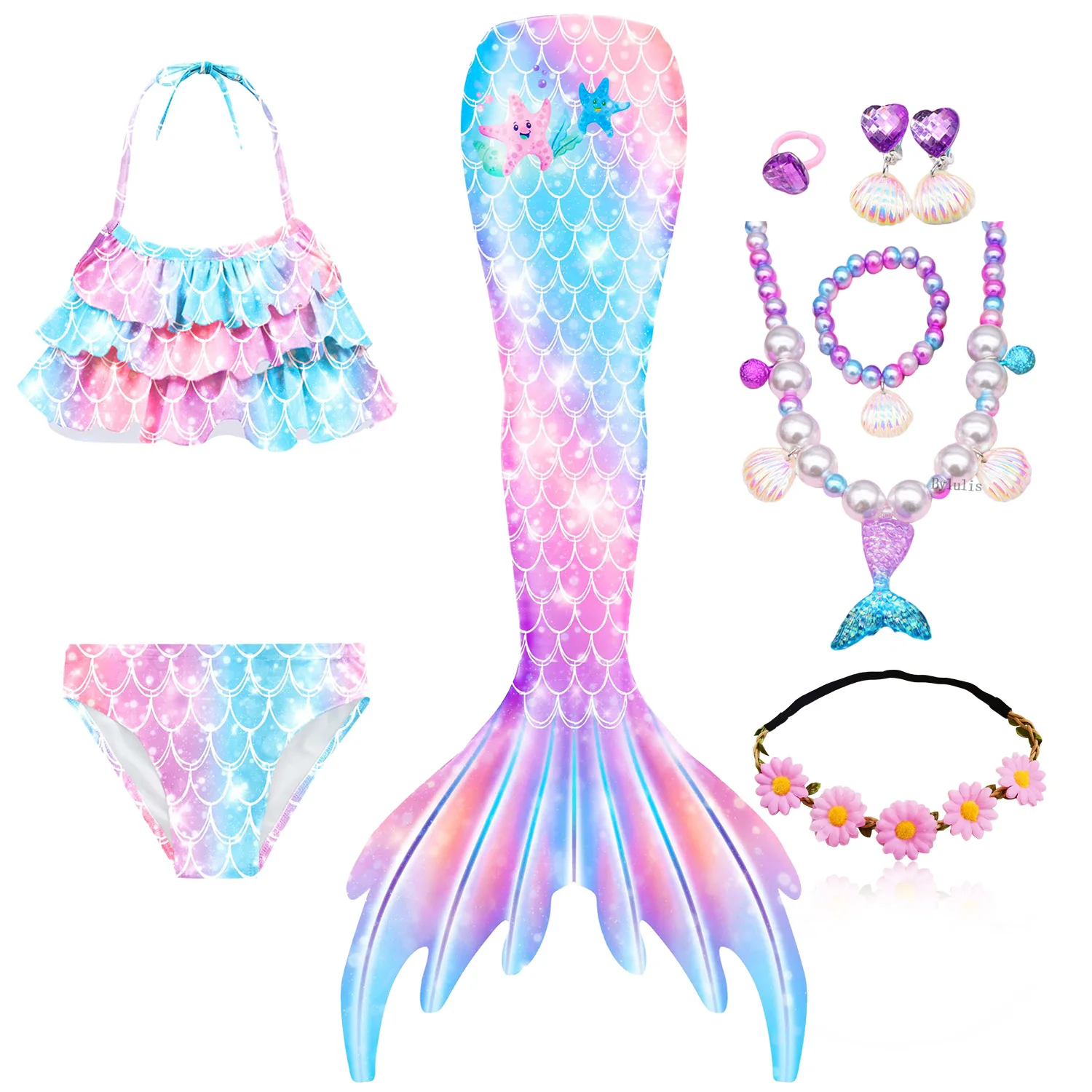 Children Mermaid Tails cosplay costume mermaid costume halloween dress outfit For Swimming For Girls Halloween Cosplay Costumes The Little Mermaid Swimsuit Bathing Suit Pool