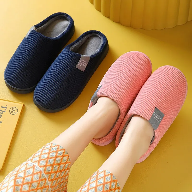 Women's Men's Thick Soft Bottom Home Slippers Household Plush Slippers Anti-slip Thermal Slippers Indoor Winter 2
