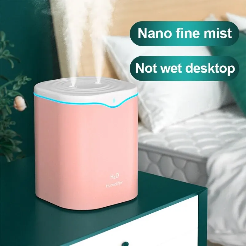 260ML 무선 공기 가습기, USB 아로마 테라피 디퓨저, 1000mAh 충전식 배터리, 초음파 쿨 미스트 메이커, 조용한 포거 10 USB 하이 미스트 듀얼 스프레이 가습기, 가정용 야간 조명 공기 청정기, 무소음 24 시간 보습 및 보습 미스터, 2L