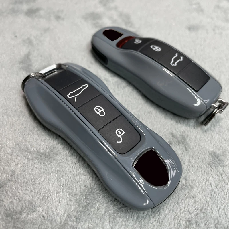 포르쉐 718 911 Panamera Cayenne Macan Boxster Cayman 자동차 키 쉘 커버 원격 제어 Fob 교체 용 키 케이스 시멘트 그레이