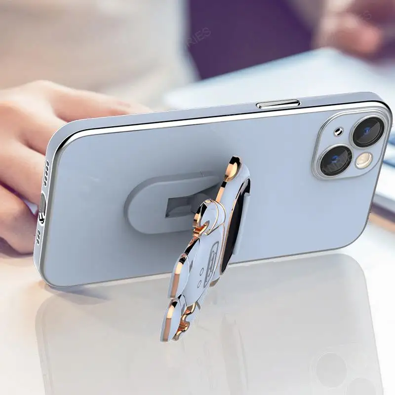 Astronaut Holder Luxury Plating Silicone Stand Case