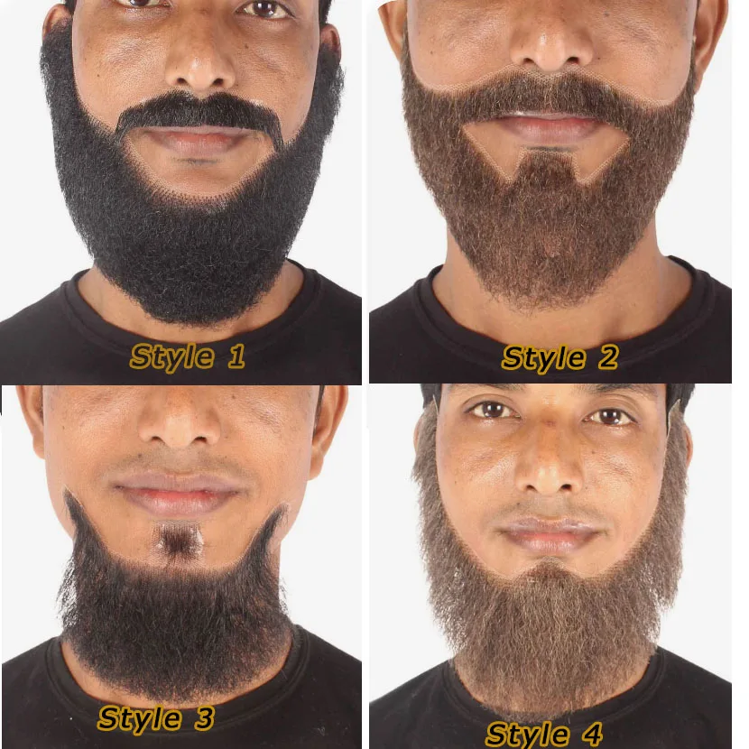 

Men's Long Hair Beard, Fake Facial Hair Realistic Makeup Lace Base Replace System 4 Styles and Colors To Choose From