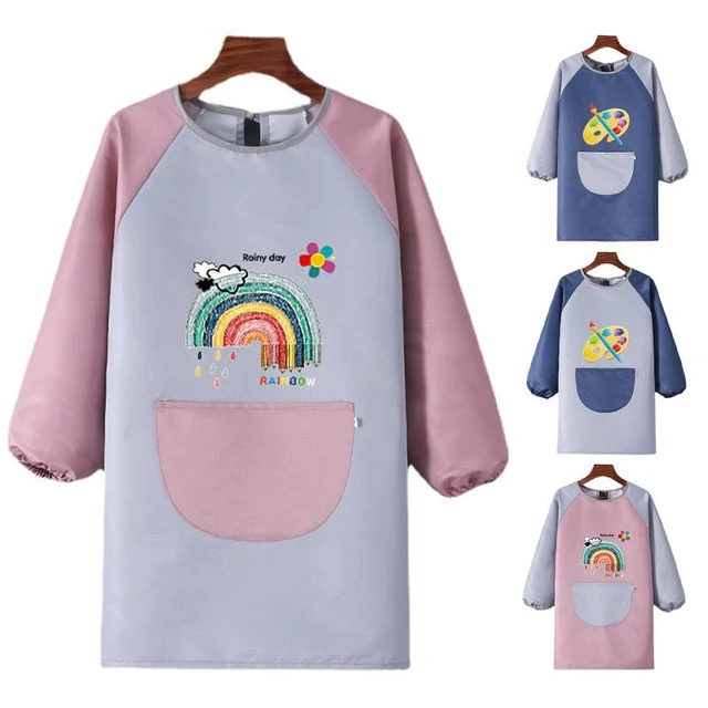 Paint Apron For Kids Long Sleeve Polyester Painting Smocks Adjustable  Waterproof Comfortable Kids Smocks With Big Pocket For - AliExpress