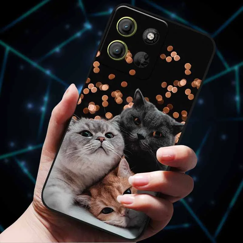 Painted Cats Soft Silicone Lovely Back Case - Cute Cat Design Phone Cover
