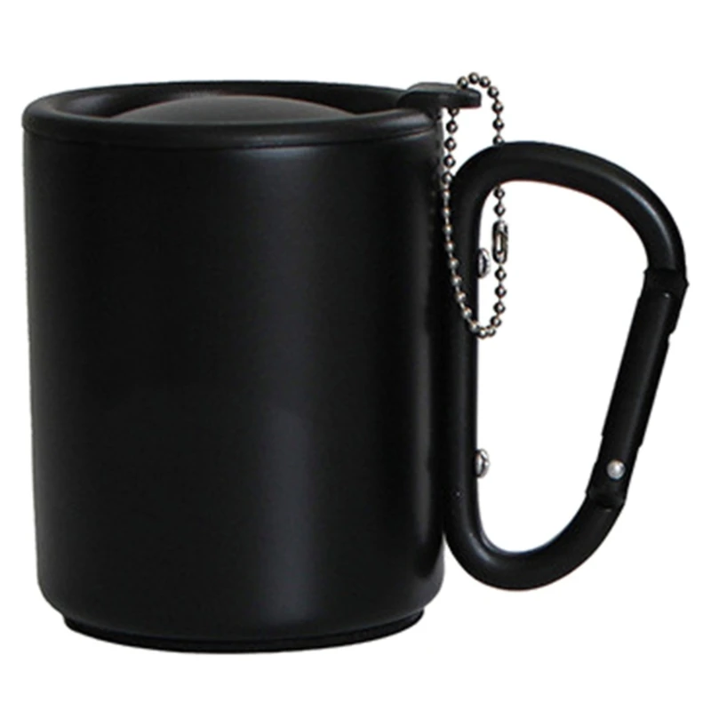 Insulated Portable Outdoor Mug with Carabiner Handle and Lid