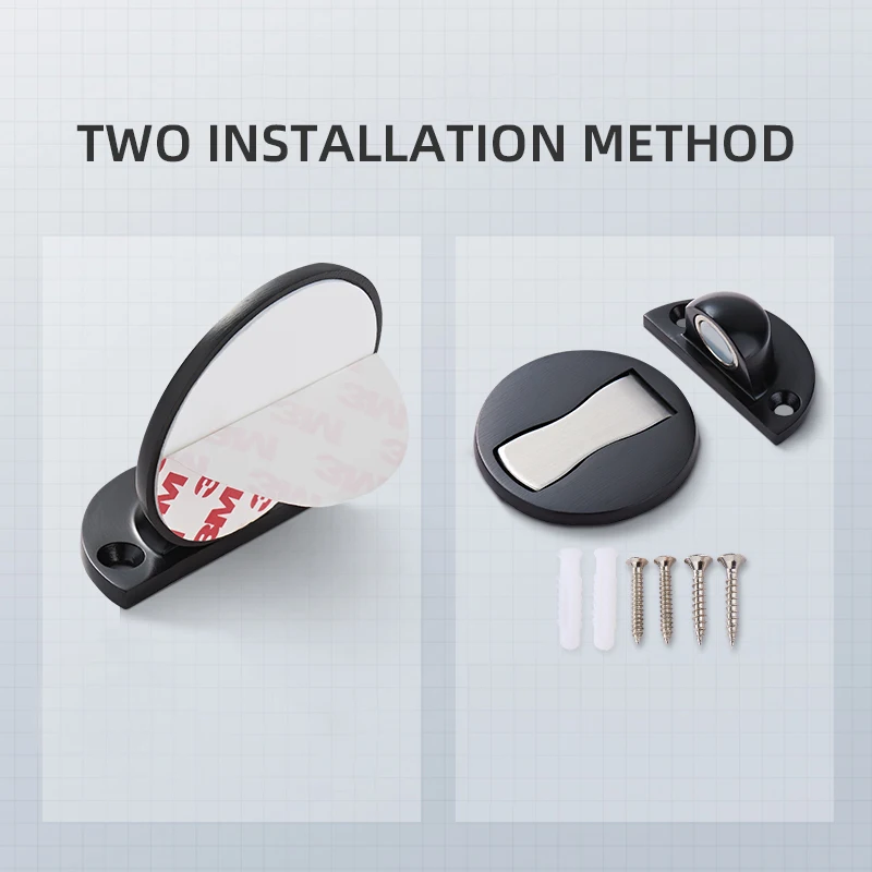 Invisible Magnetic Door Stopper Stainless Steel Punch-free Windproof Self-locking