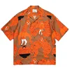 24FW Graffiti Print Pattern WACKO MARIA Shirt Retro Short Sleeve Shirt Summer Mens Womens Hawaii Shirt 2