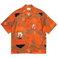 24FW Graffiti Print Pattern WACKO MARIA Shirt Retro Short Sleeve Shirt Summer Mens Womens Hawaii Shirt 2