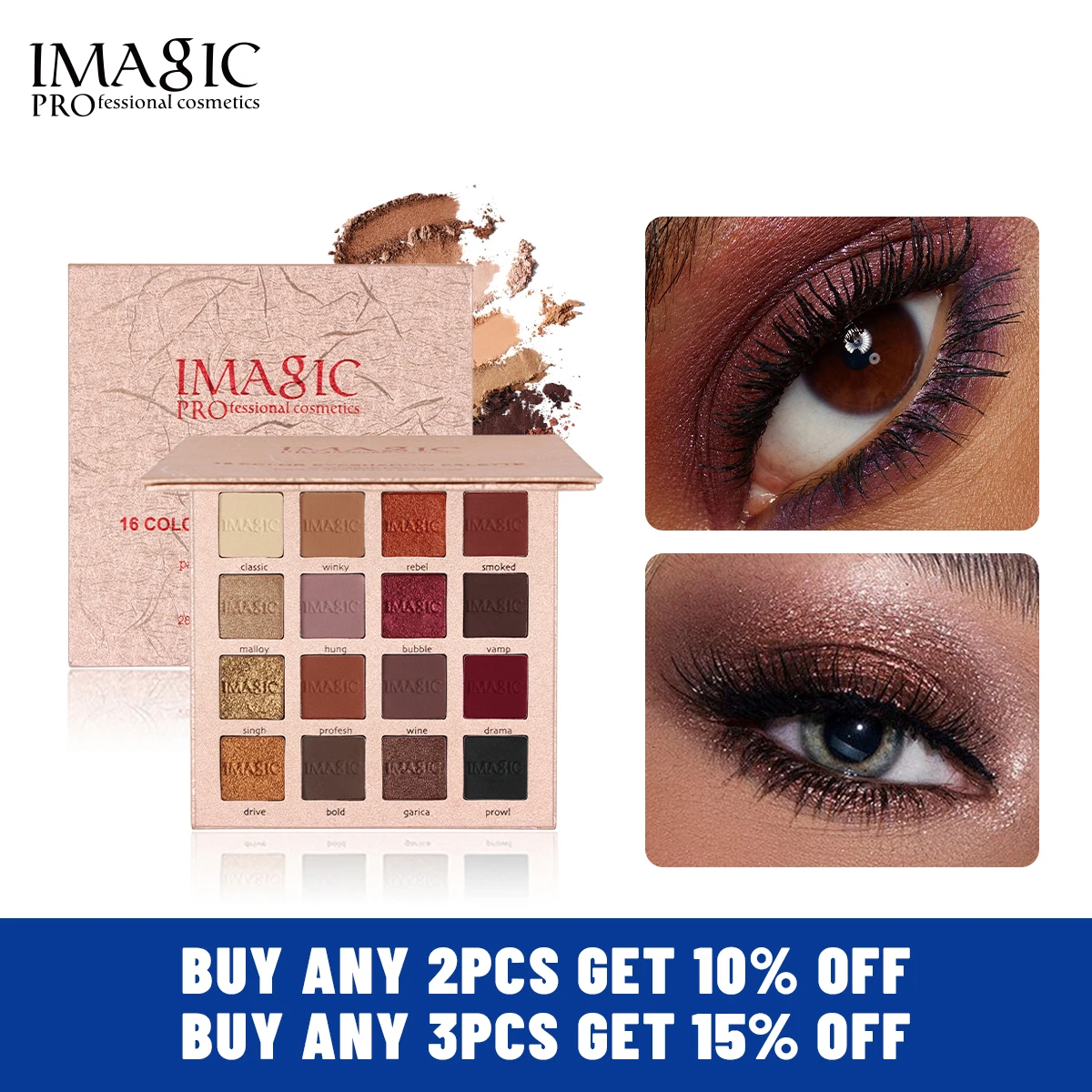 Imagic 16color Eyeshadow Palette Eye Pigment Matte Shine Glitter
