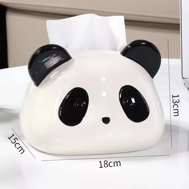 Creative Ceramic Cute Panda Shaped Tissue Box, Light Luxury Napkin Box, Home Living Room Bedroom Hotel Tea Table Decoration, 1Pc