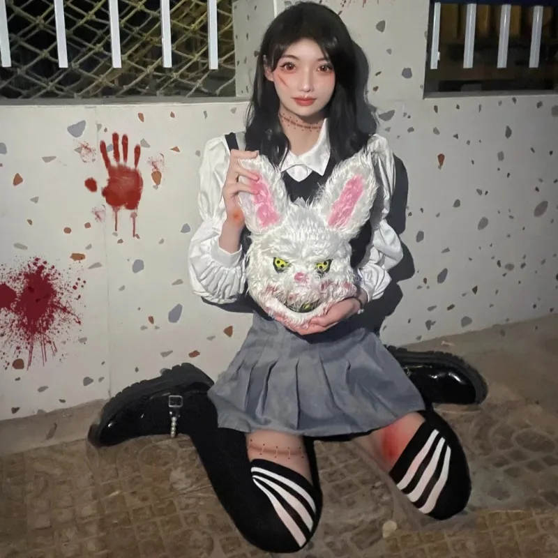 Halloween Bloody Rabbit Cosplay Mask for Men Women Evil Bear Head Cover Masks Cosplay Party Costume Accessories Headgear Props