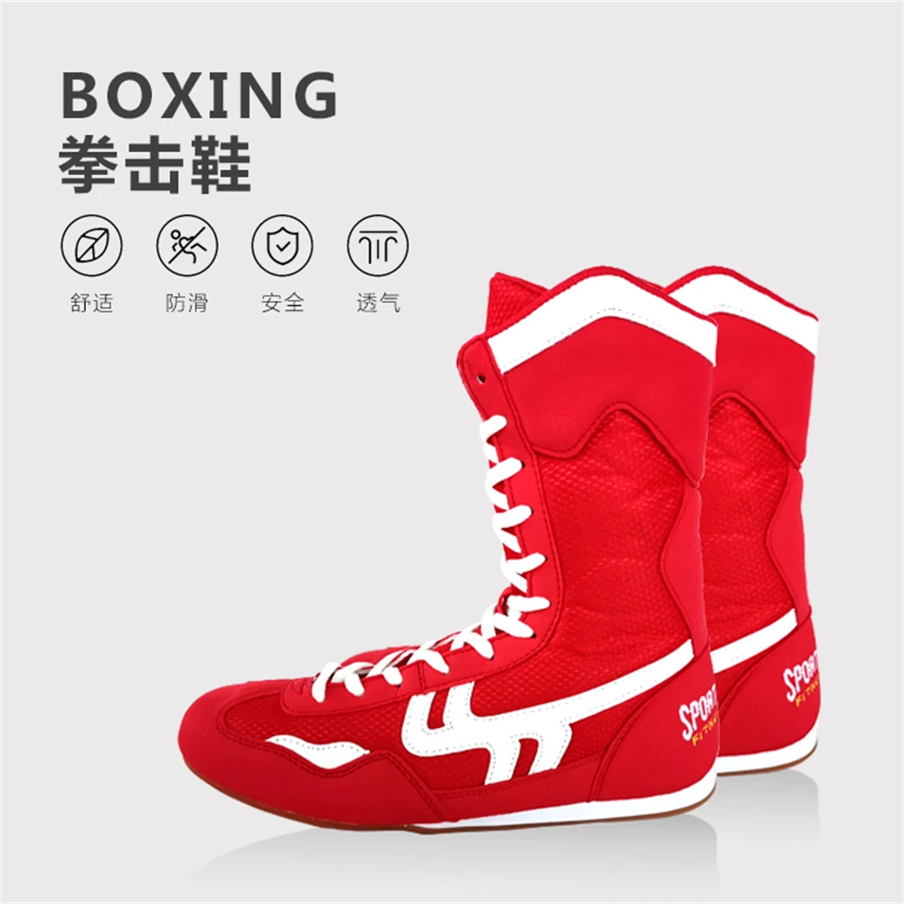 Professional Breathable Non Slip High Top Boxing Shoes Boots High
