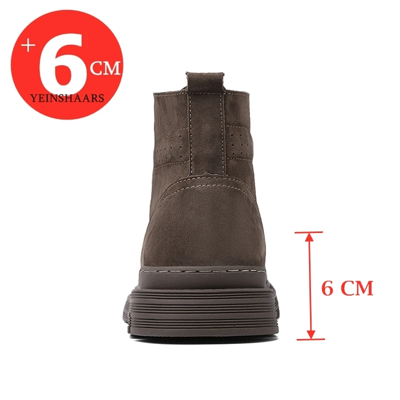 Man Ankle Boots Casual Elevator Shoes Lace-up Height Increase Insole for Men 6CM Taller Heel Lift Inserts Adjustable Shoes Lifts