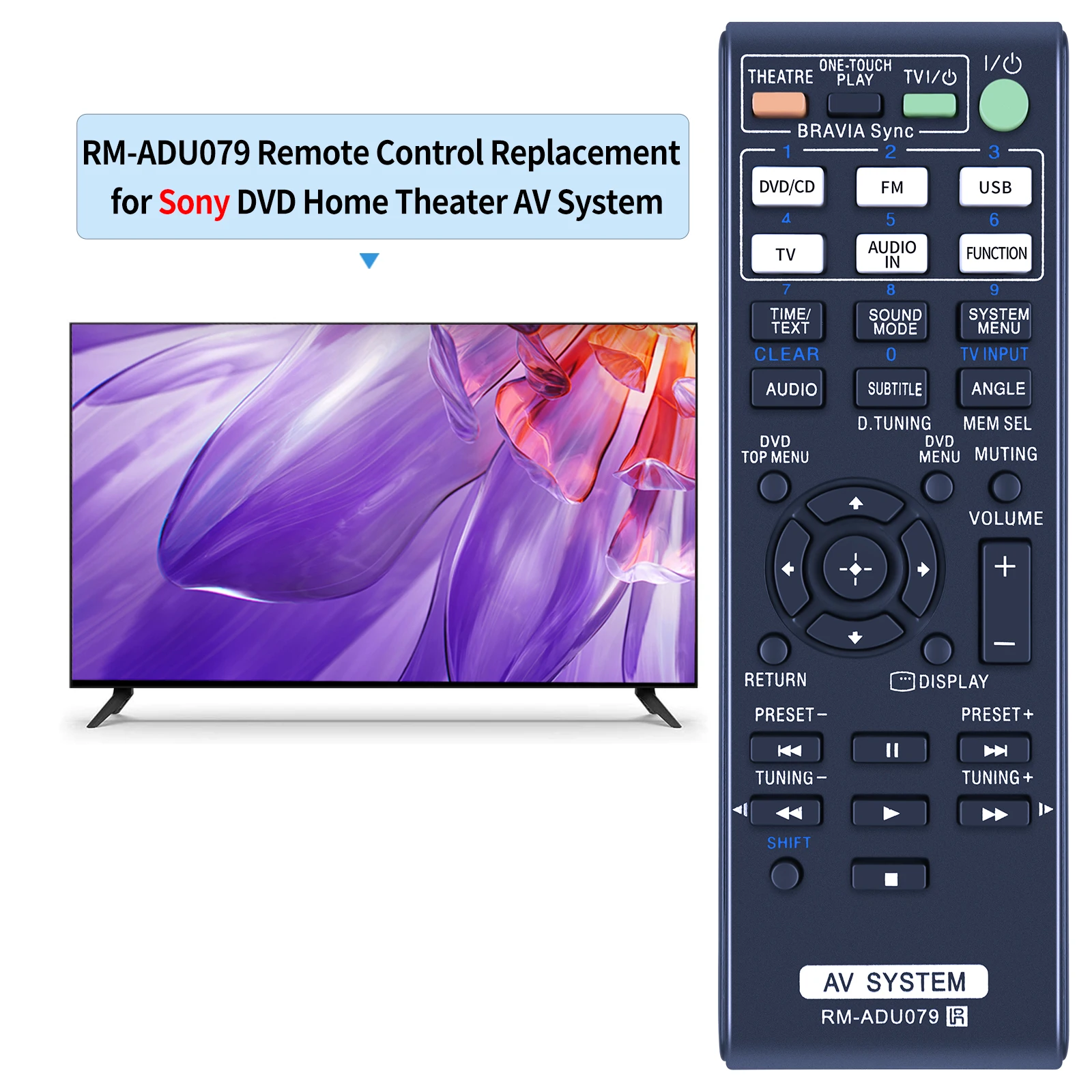 VINABTY RM-ADU079 Telecomando sostitutivo compatibile con Sony DVD Sistema Home Theater RMADU079 Telecomando DAV-DZ171 HBD-DZ170 HBD-DZ175 DAV-TZ215 DAV-TZ715 DAV-DZ330 DAV-TZ230 DAV-DZ340