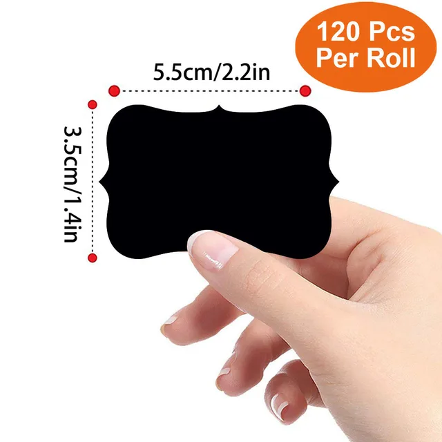120Pcs/Roll 3 Styles Removable Blackboard Stickers With Erasable Pen Waterproof Chalkboard Labels 1.4*2.2in for Home & Kitchen 2