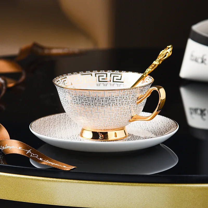 CwlwGO - European Ceramic Coffee Cup Set Of 2, 7 Oz Bone China Exquisitely Glazed Blue And Gold Afternoon Tea Set, Tea Set For Women's Tea Party,Gift For Parents And Loved - View #7