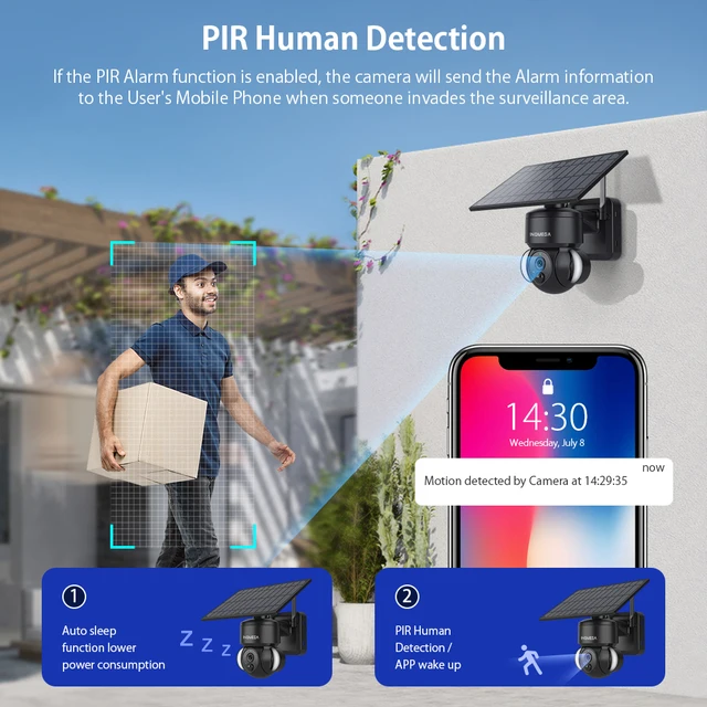 INQMEGA TUYA Solar PTZ IP Camera Outdoor Solar Panel Surveillance Security Camera Compatible with Alexa and Google Home Camera 5
