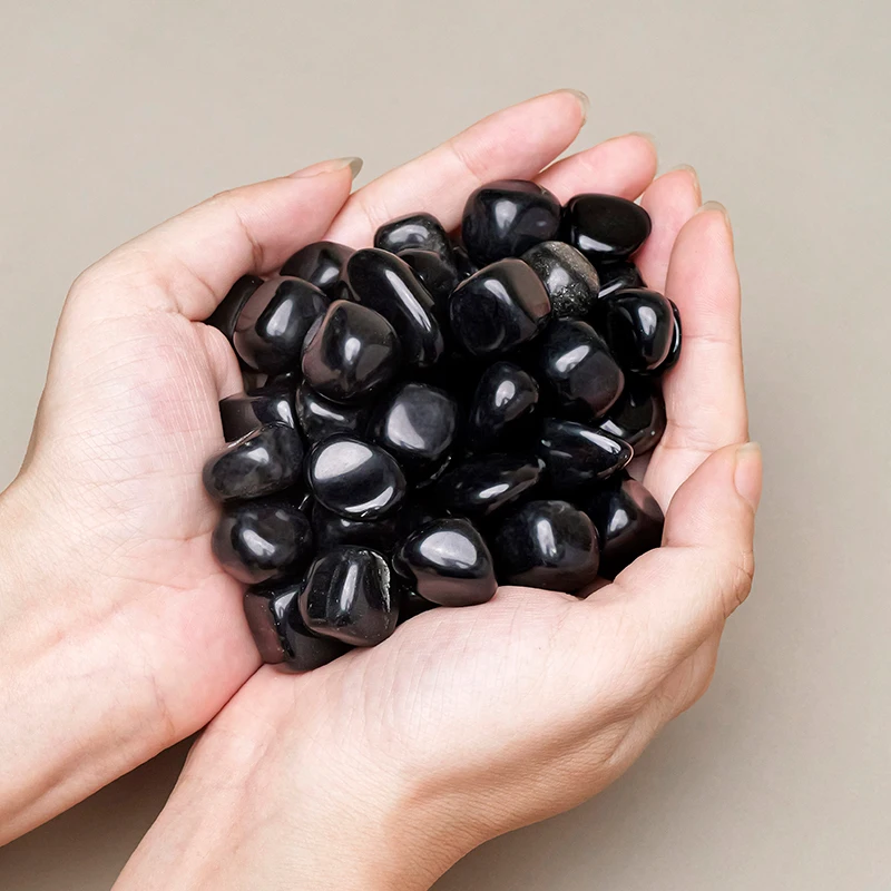 100G/TORBA Cilalı Doğal Obsidyen Yuvarlanmış Taş Zarif Dekorasyon Hediyesi Noel İçin Basit Doğal Çekicilik Ekleme Ev Dekorasyonu