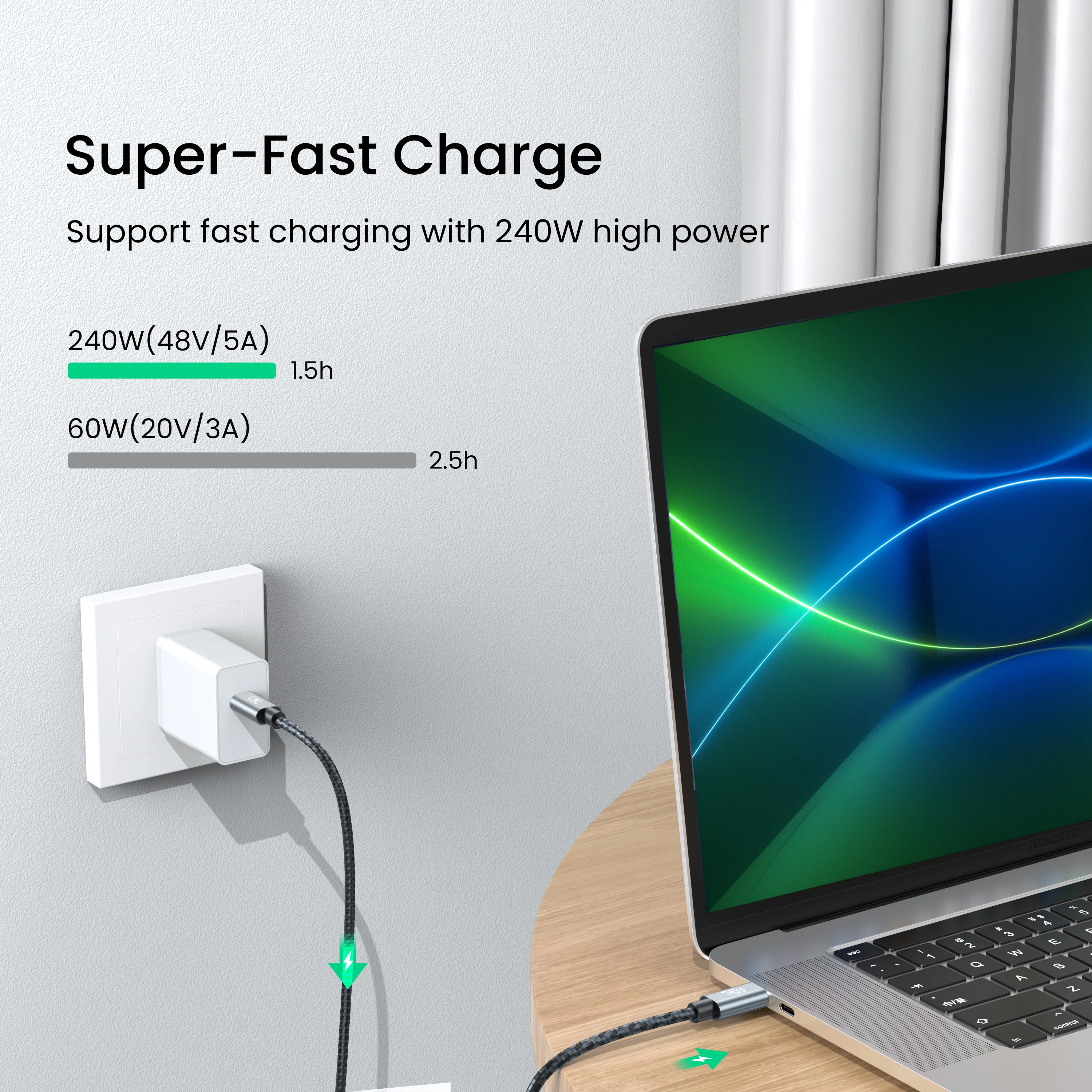 Type c cable Thunderbolt 4 cable USB adapter cable NIERBO USB C Cable Male to Male USB 4.0 240W 40Gbps Type C Thunderbolt 4 Cable 8K@60hz Video Super-Fast Data Charging