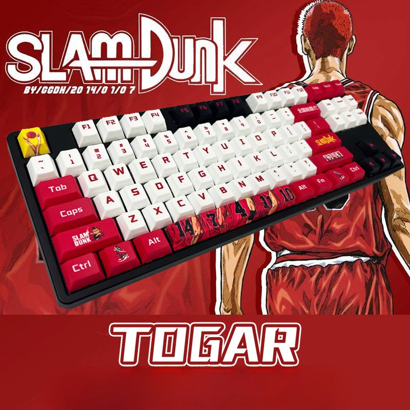 

Toagr T2 Mechanical Keyboard Hot-Swappable RGB Backlight Japanese Anime Slam Dunk Black Black Tea Green Switch Red Keyboard